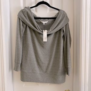 Cupcakes and Cashmere Heather Grey off the shoulder top Sz. Large NWT